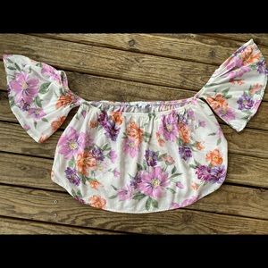 Strapless floral blouse